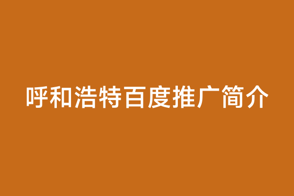 呼和浩特百度推广简介