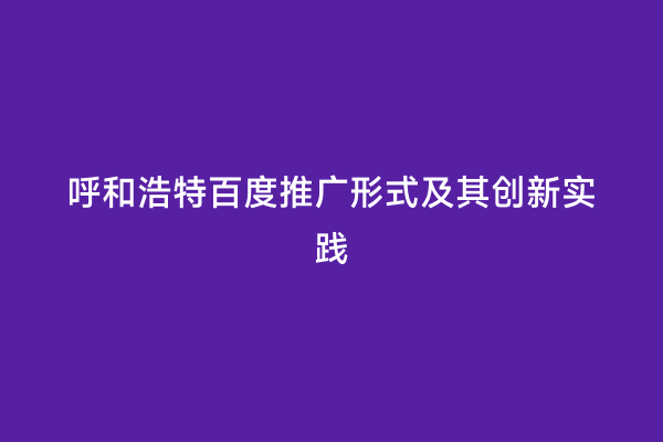 呼和浩特百度推广形式及其创新实践